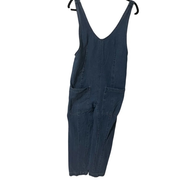 Happily Grey Oversized Denim Jumpsuit Overalls Coveralls Size XS adjustable Fall - Picture 1 of 8